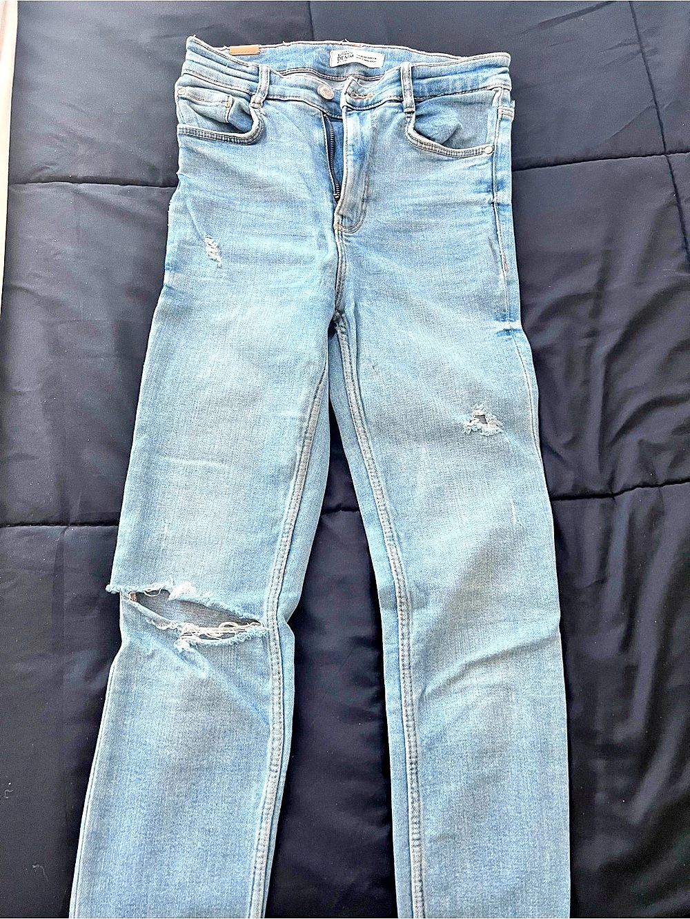 Zara Authentic Denim by TRF Straight Leg Jeans in Blue Waist 26